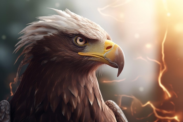 Eagle from lightning Sky raptor bird Generate Ai