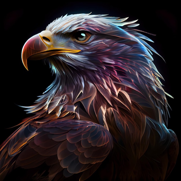 Eagle head on a black background 3d rendering 3d illustration