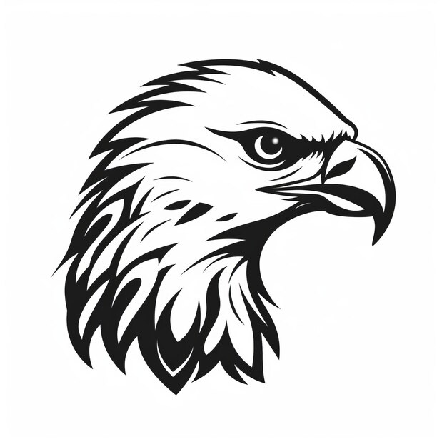 Eagle Head Stencil Icon Black And White Illustration