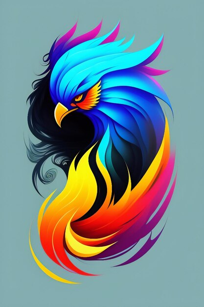Голова орла Дизайн татуировки Векторная иллюстрация Красочный фон