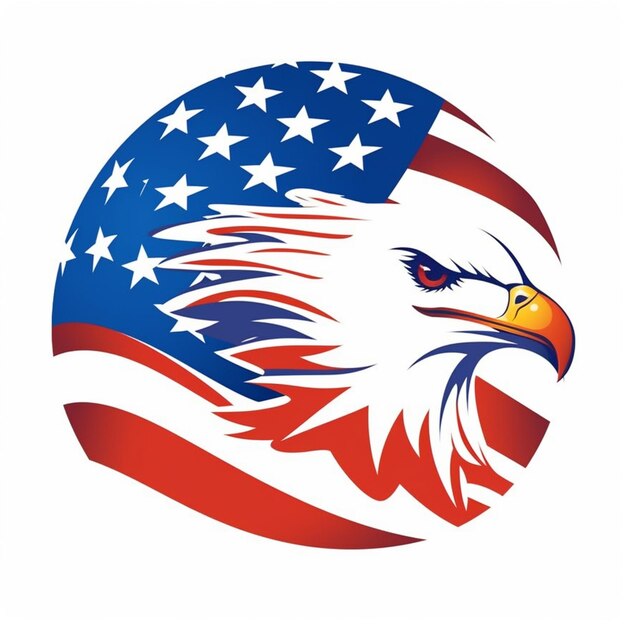 An eagle head with the american flag in the background generative ai