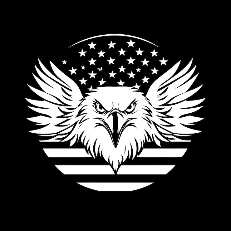 Photo 黒い背景のアメリカ国旗のイーグルヘッド ベクトルイラスト