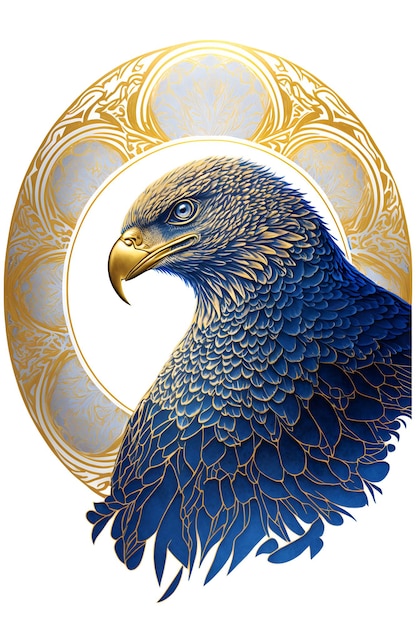 eagle illustration blue and golden color