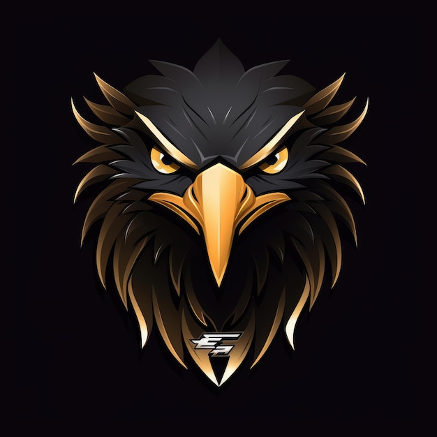 Eagle mascotte zwarte en gouden kleur AI gegenereerde afbeelding