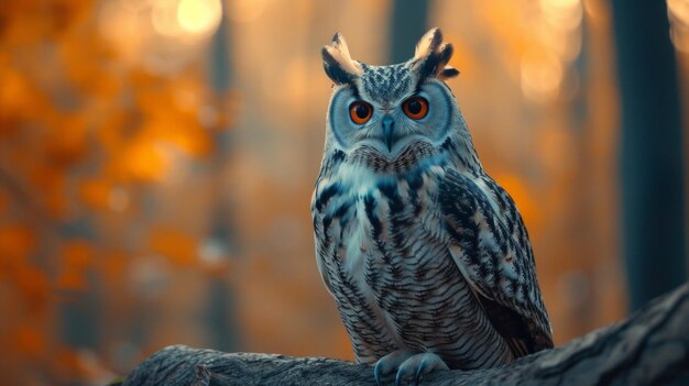 Eagle Owl Perched in Forest