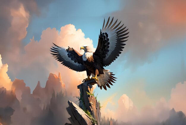 Eagle on the peak of the mountain