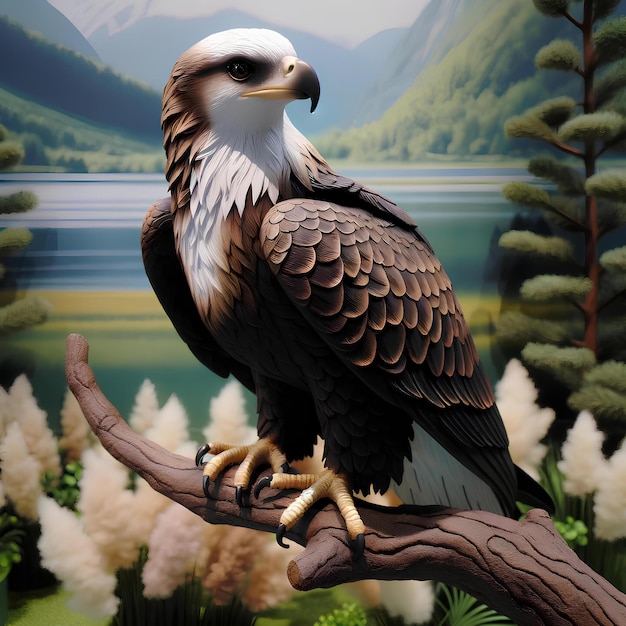 an eagle perched on a tree branch