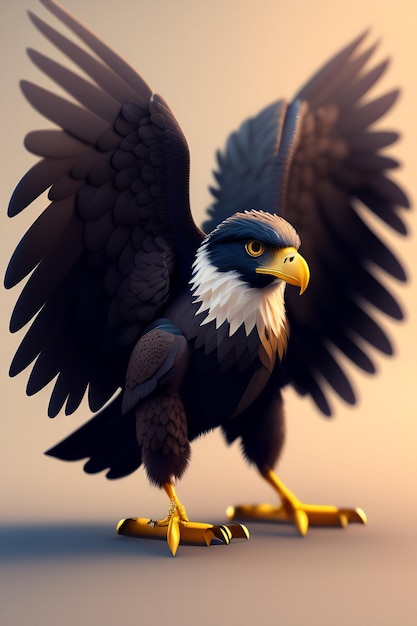 Eagle portrait on a dark background 3d render illustration