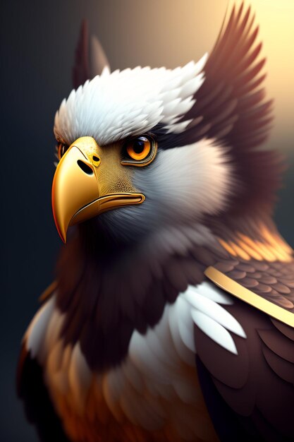 Eagle portrait on a dark background 3d render illustration