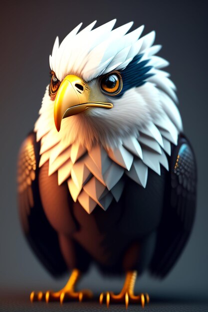 Eagle portrait on a dark background 3d render illustration