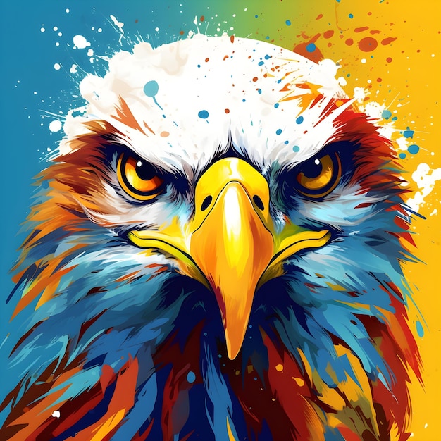 Eagle portrait painted in pop art style