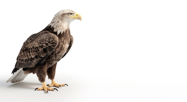 Eagle portrait studio isolated on white background with copy space