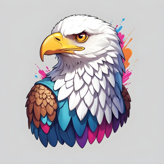 Eagle Profile with Abstract Color Splashes