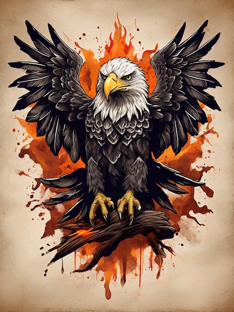 Foto il disegno della maglietta eagle rebellion vector prende ispirazione da creature mitiche e dal tema di