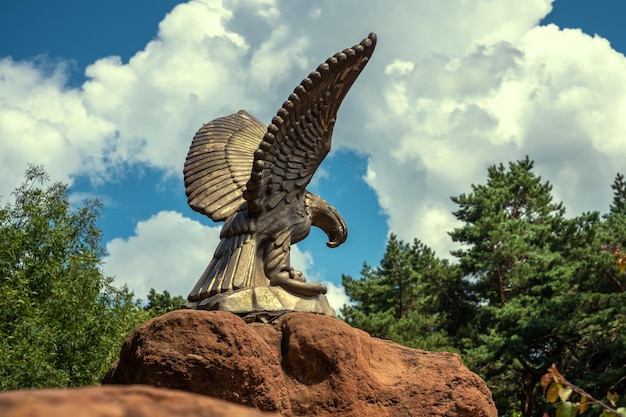 Eagle sculpture in resort park Red Stones Kislovodsk Russia