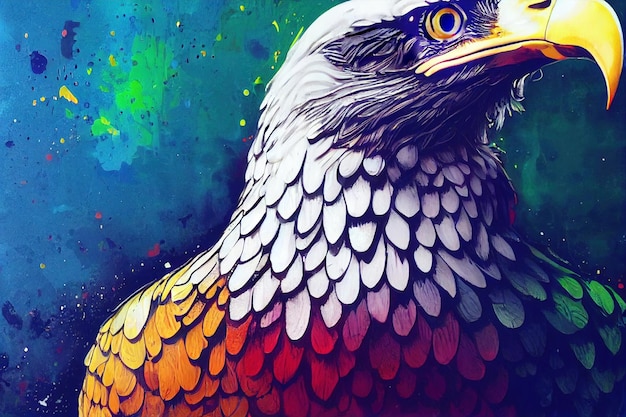 Eagle in the sky color art