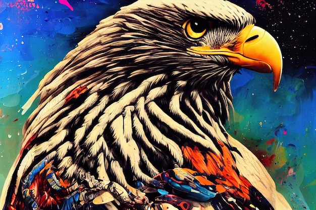 Eagle in the sky color art