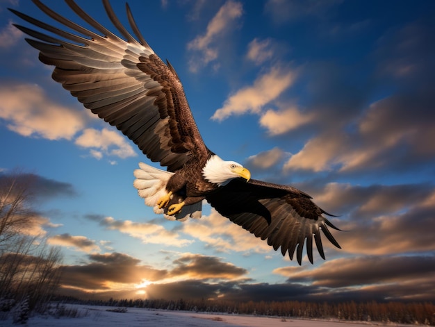 eagle soaring against blue sky