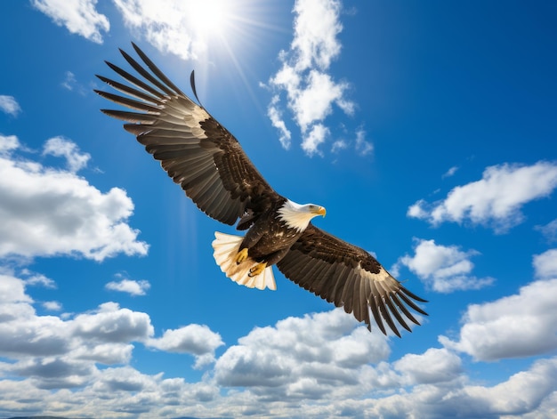 eagle soaring against blue sky