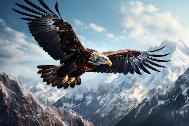 An eagle soaring high above a mountain range AI generated