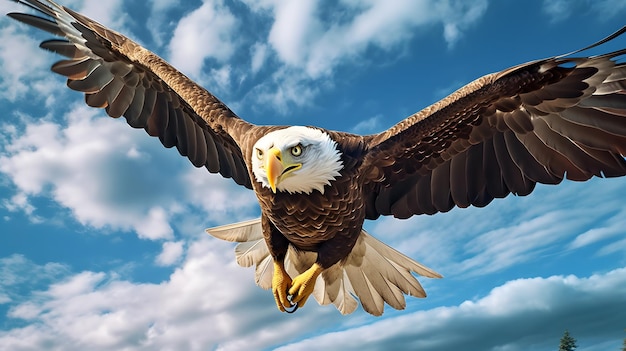 an eagle soaring in the sky