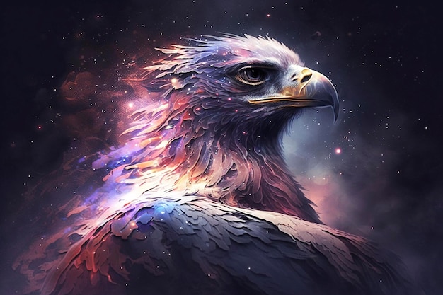 eagle in space style space background