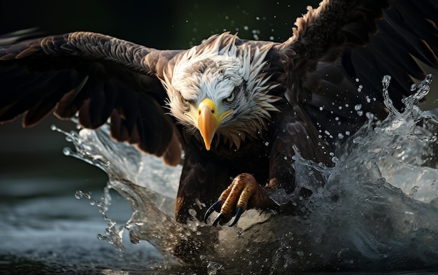 Eagle splashing water Generative AI