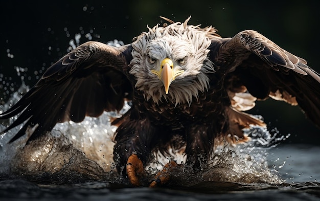 Eagle splashing water Generative AI