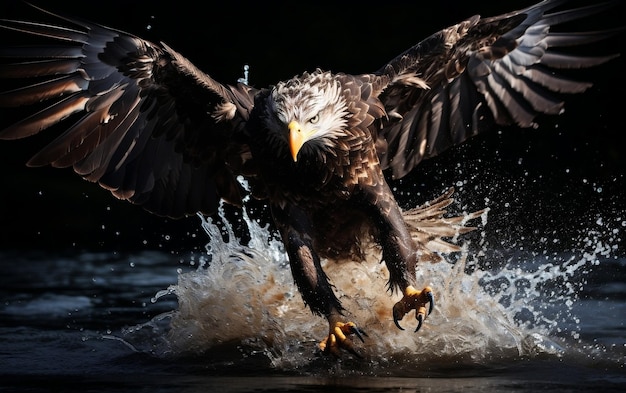 Eagle splashing water Generative AI