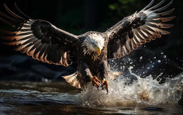 Eagle splashing water Generative AI