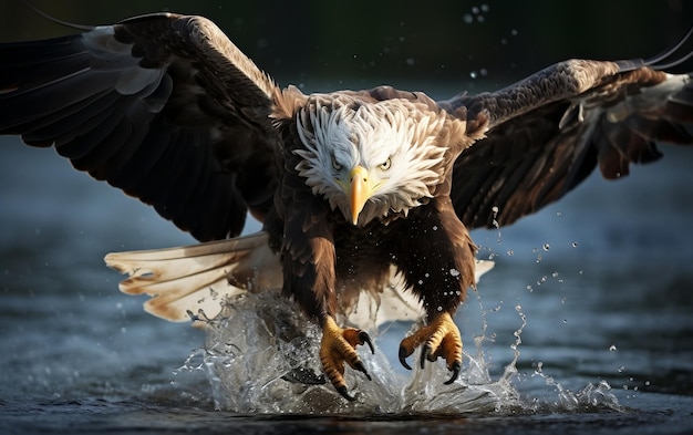 Foto aquila che spruzza acqua ia generativa