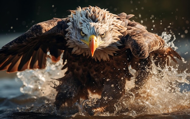 Eagle splashing water Generative AI