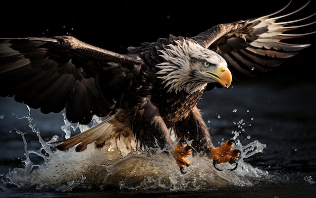 Eagle splashing water Generative AI