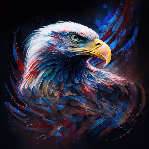 Орел в стиле американского флага Generative AI