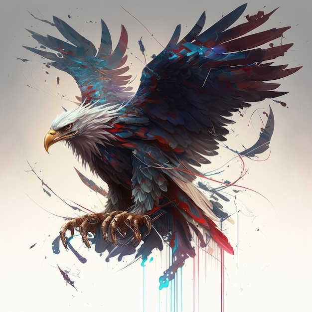 Eagle in the style of the American flag art Generative AI