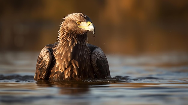 Eagle swimming in the water