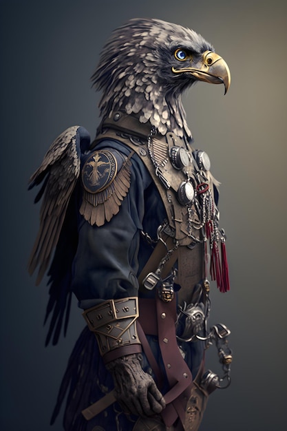 eagle wearing military helmet