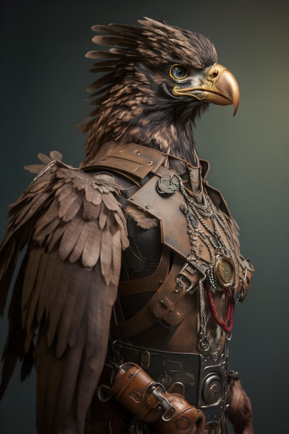 eagle wearing military helmet