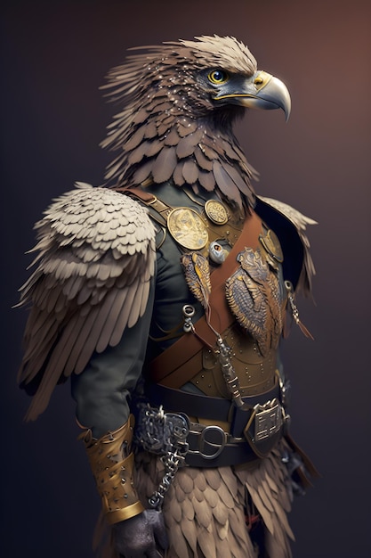 eagle wearing military helmet