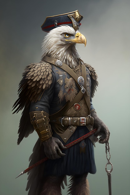 eagle wearing military helmet