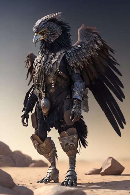 eagle wearing military helmet