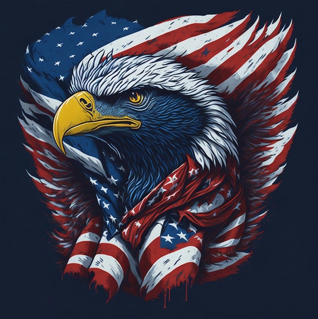 Premium AI Image | An eagle with an american flag on it is on a dark ...