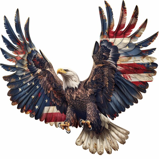 Photo an eagle with the american flag on it