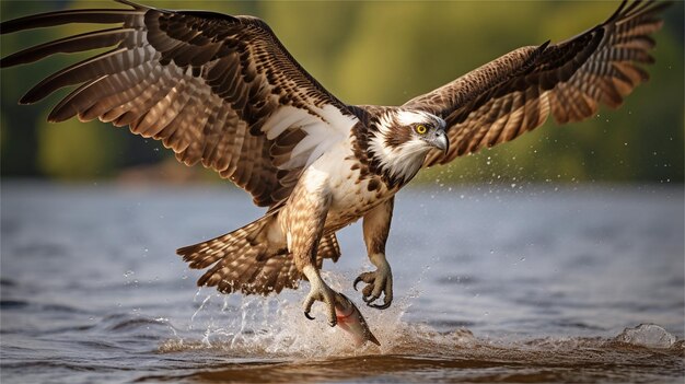 An eagle with a fish in its talons