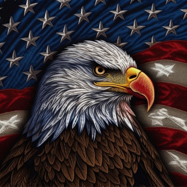 an eagle with a flag background and stars on it generative ai