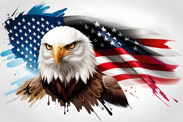 Eagle with the flag of the united states