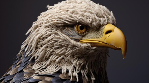 Photo an eagle with long feathers is showcased in this hyper-detailed portrait. the realistic rendering, done in unreal engine and cinema4d, captures the intricate brushwork exploration. against a gray back