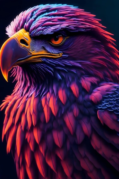 eagle with neon effect in the background