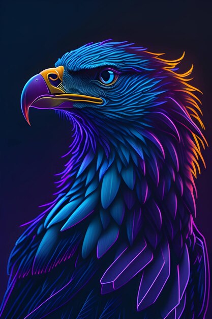 eagle with neon effect in the background