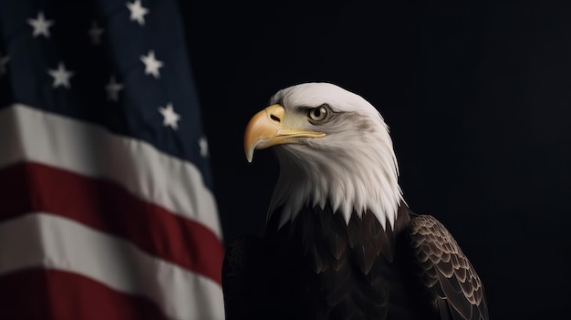 Eagle with USA flag Illustration AI Generative